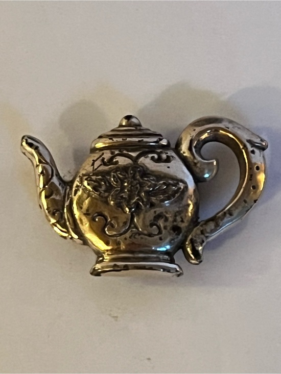 Brighton Other - Vintage Brighton Silver Tone Teapot Magnet Ornate Scroll Repousse Collectible
